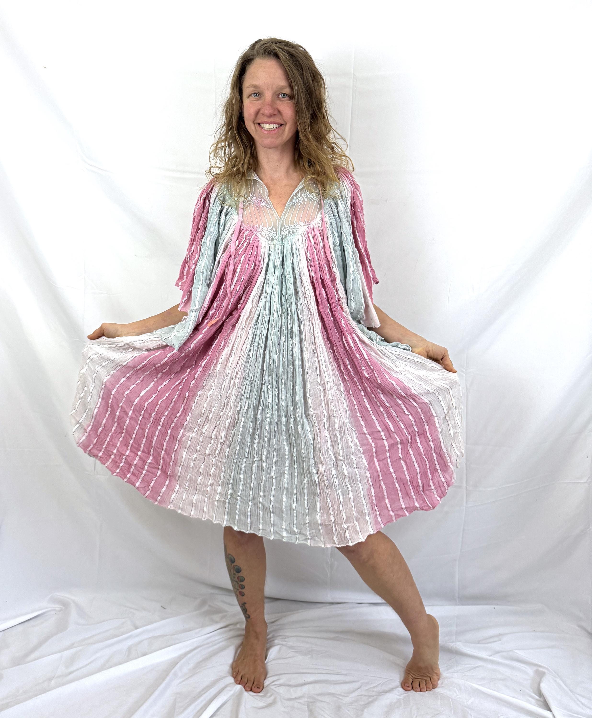 RARE 70s 80s Vintage Beautiful Hippie Gauzy Grecian Gauze Cotton