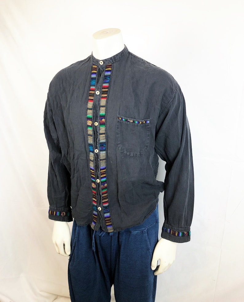 Vintage 80s 1980s 90s Ecuador Button Up Top Shirt