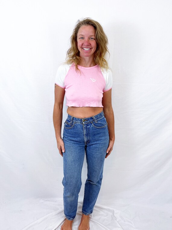 Cute Vintage 80s 1980s Pink Pony Cropped Top Shir… - image 1