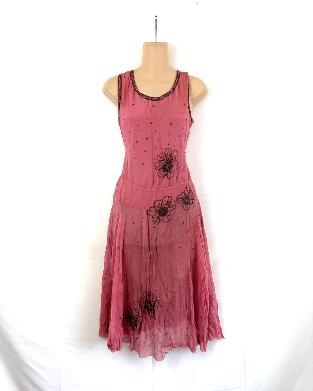 Vintage Beaded Rhinestone 1920s Silk Gatsby Deco Flapper Dress - Etsy