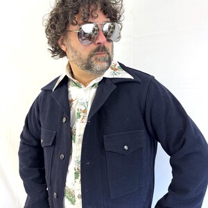 Chaqueta/abrigo/camisa abotonada vintage de lana azul marino Pendleton imagen 2