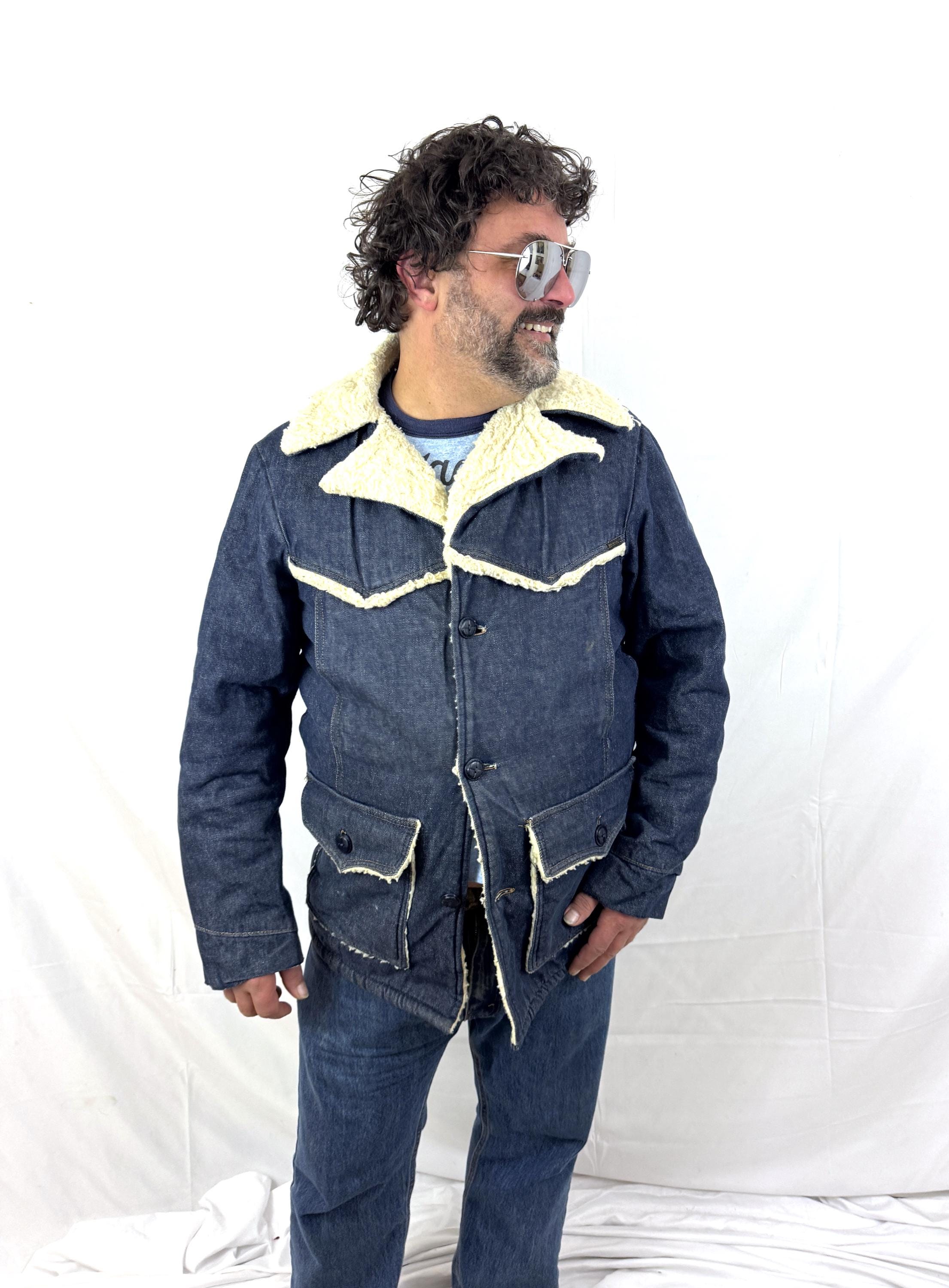 Vintage 1970s 70s Sears Roebucks Denim Jean Sherpa Ranch Chore