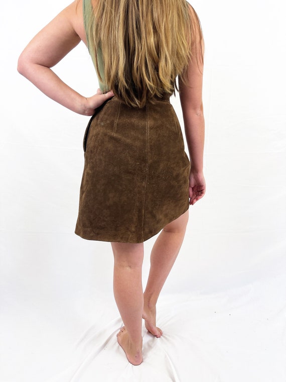 Vintage 1970s 70s Leather Suede Skirt - image 2