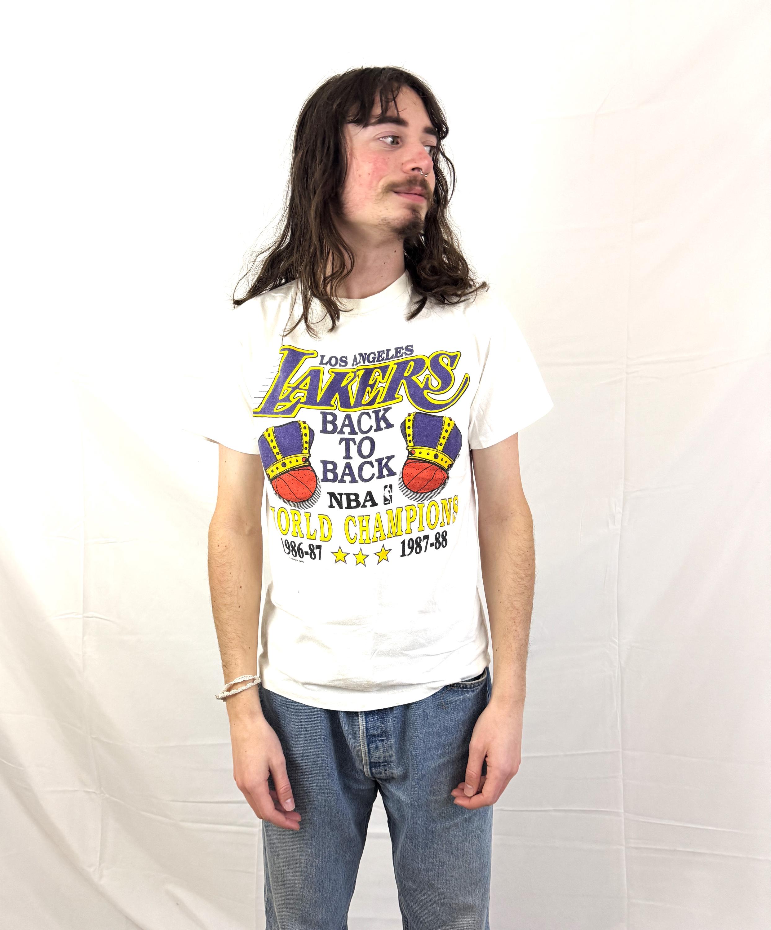Vintage 80s Lakers Back to Back Champions Tee - NBA Basketball - Etsy