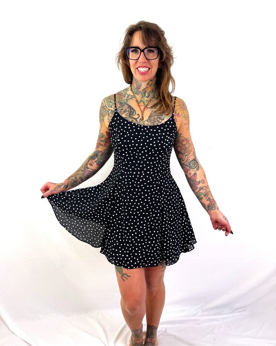 Vintage 80s 1980s Black White Polka Dot Polkadot … - image 4