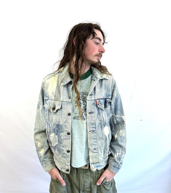 Vintage Distressed 1970s 80s Levis Denim Jean Jac… - image 2