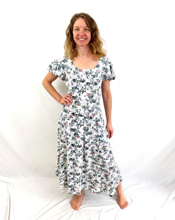 Vintage 80s 1990s Floral Summer Flower Maxi Dress… - image 2