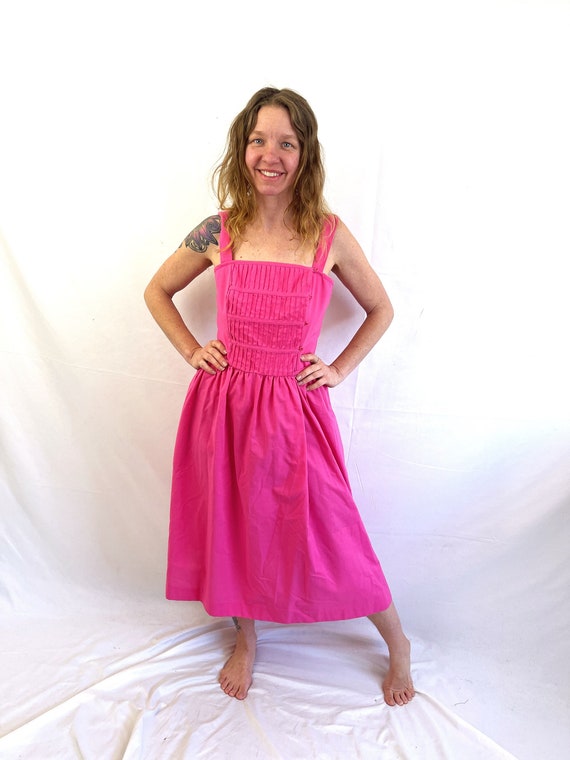 Vintage 1970s Pink Fun Cotton Dress - Lanz