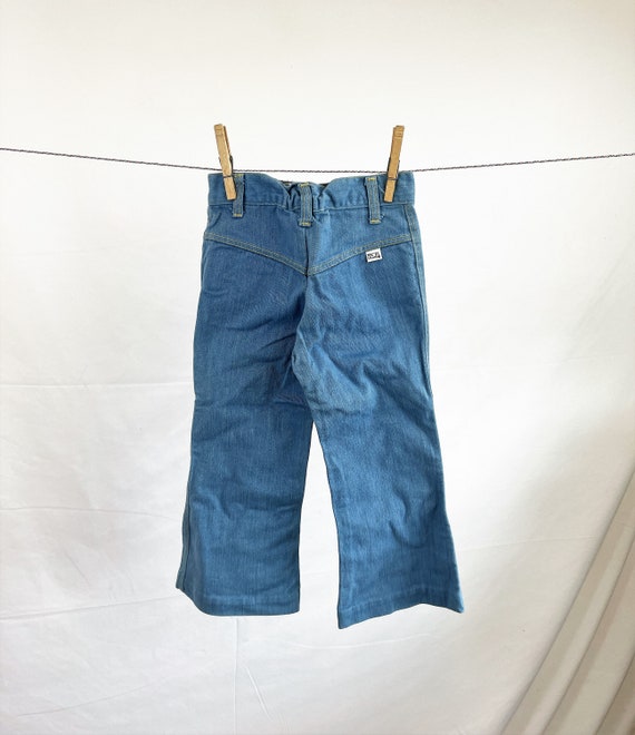 Vintage 1970s 70s KIDS SIZE Denim Jeans Bell Bott… - image 5