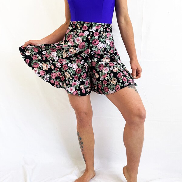 Radical 80s Floral Short Shorts Cullotes Shorts - Hot Stuff