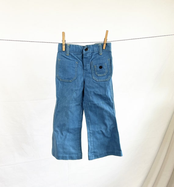 Vintage 1970s 70s KIDS SIZE Denim Jeans Bell Bott… - image 2