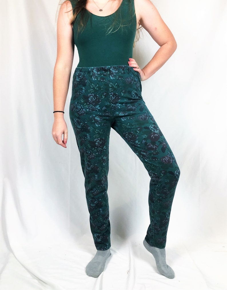 Vintage 1980s 80s Floral Spandex Leggings