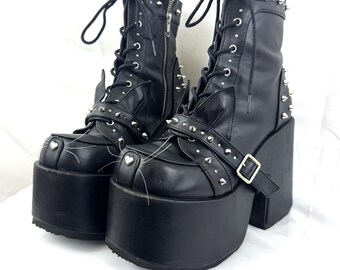 靴 Vintage Studded Design Boots Vintage Engineer Boots: VINTAGE STUDDED ENGINEER BOOTS