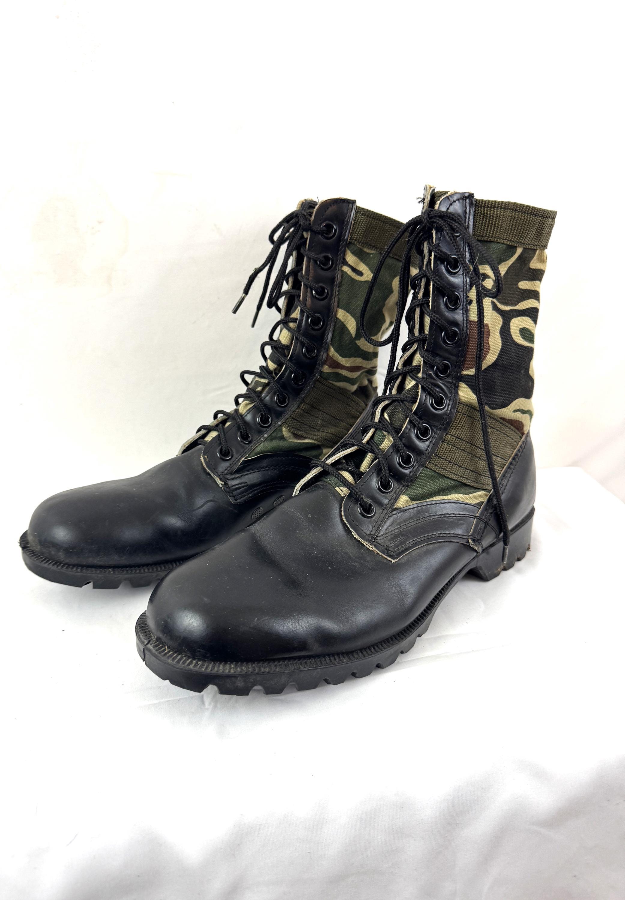Vintage Camo Camouflage Jungle Leather Boots Tropical Combat 