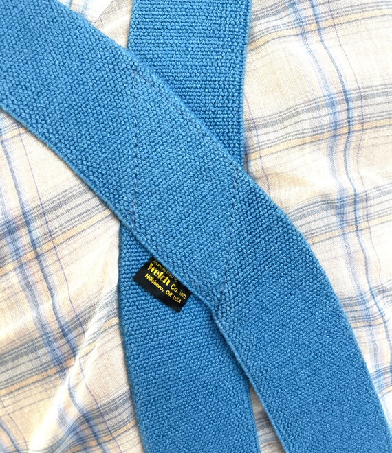 Vintage Wide 80s Striped Blue Suspenders - Welch - image 4