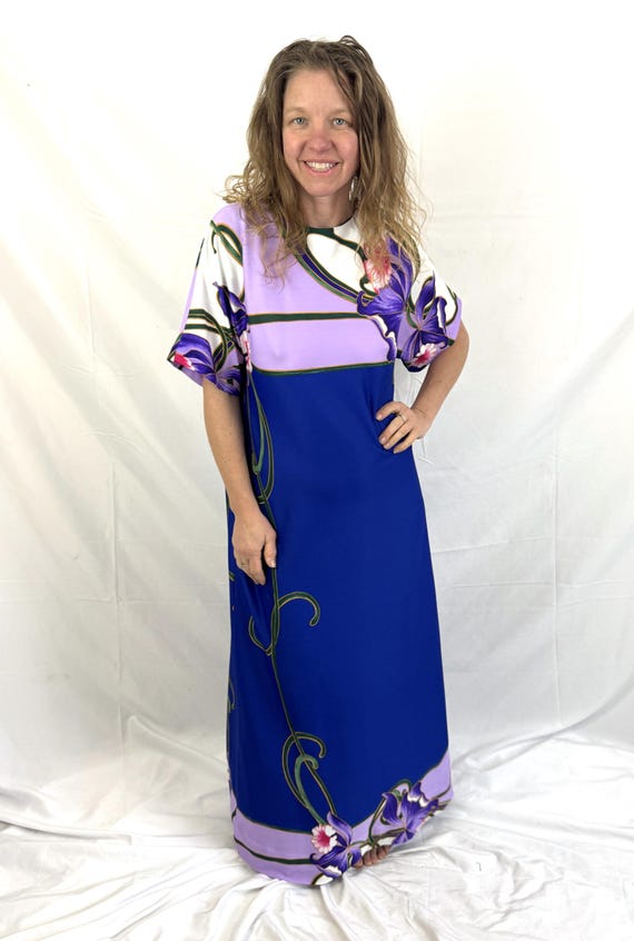 Vintage 1970s 80s Hawaiian Maxi Dress - By Resort Line View 3