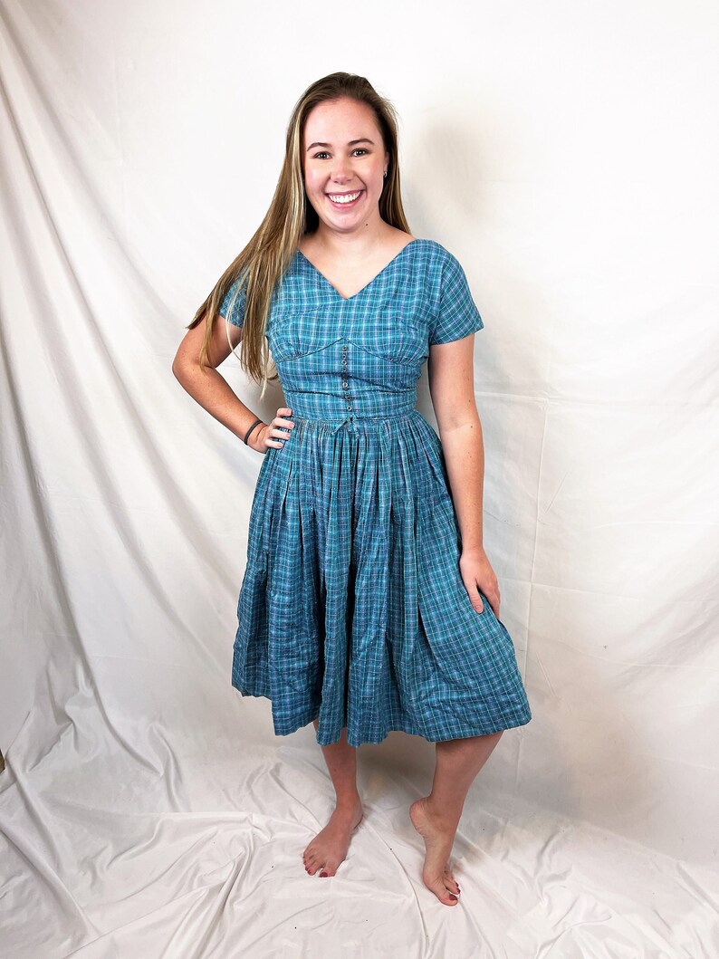 plaid 50s dress