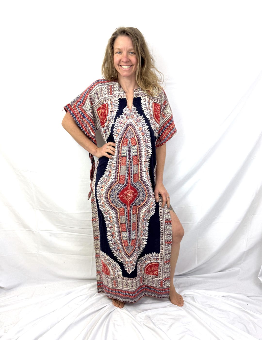 Vintage Hippie 1970s 70s Tapestry Dashiki Caftan Belled Angel Sleee ...