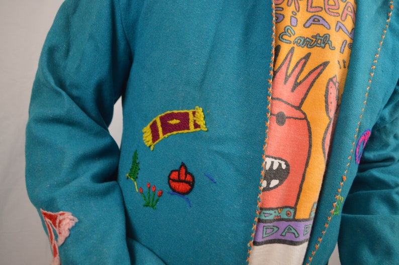Made in Mexico WOW 1950s 50s Mexican Vintage Hand Embroidered Wool Shirt Jacket