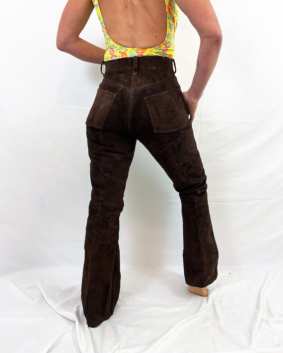 RARE 1970s 70s Vintage Leather Suede Pants - image 6