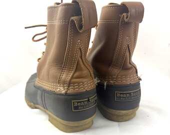 Vintage LL Bean Brown Leather Removable Liner Mid Calf Duck Boots Size 8 Original L.L.Bean Brown Leather Removable Wool Liner Tall  main image 4