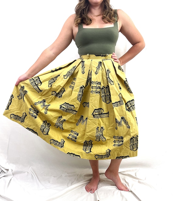 Vintage 1950s Novelty Print Cotton Skirt - Jane C… - image 1