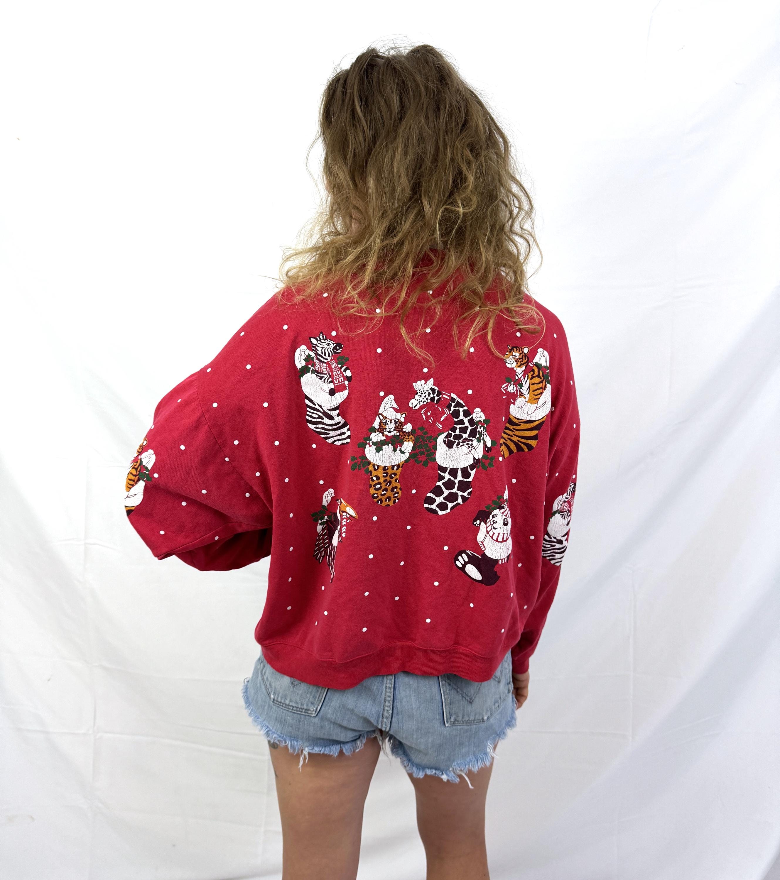 Vintage 80s 1980s Red Puffy Christmas Holiday Sweatshirt - Spumoni