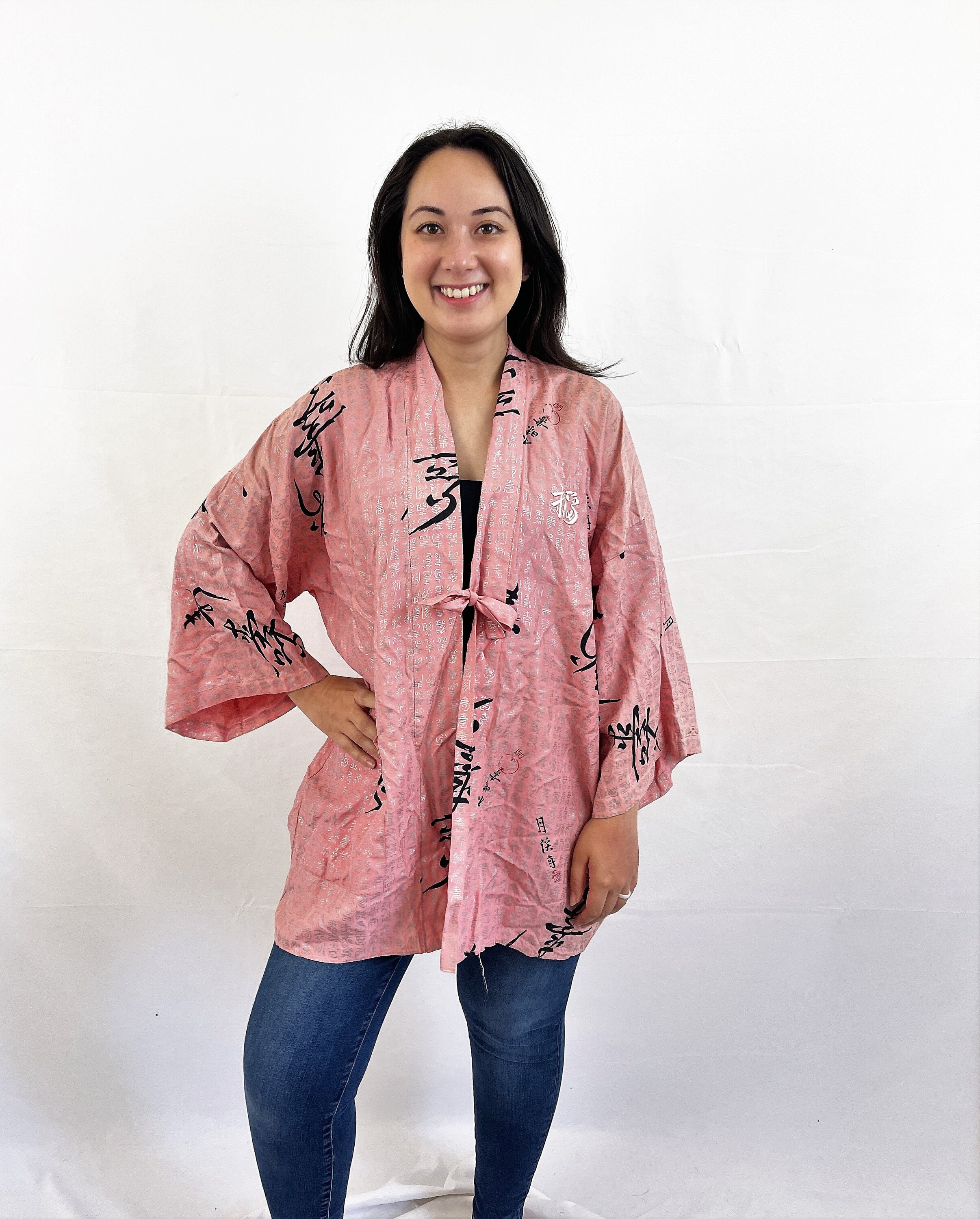Pink kimono best sale jacket