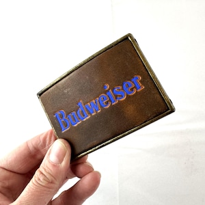 Vintage Budweiser Leather Beer Belt Buckle