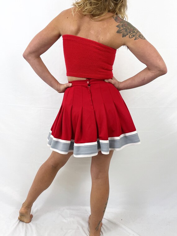 Vintage Red Cheerleading Pleated Mini Uniform Skirt Gem
