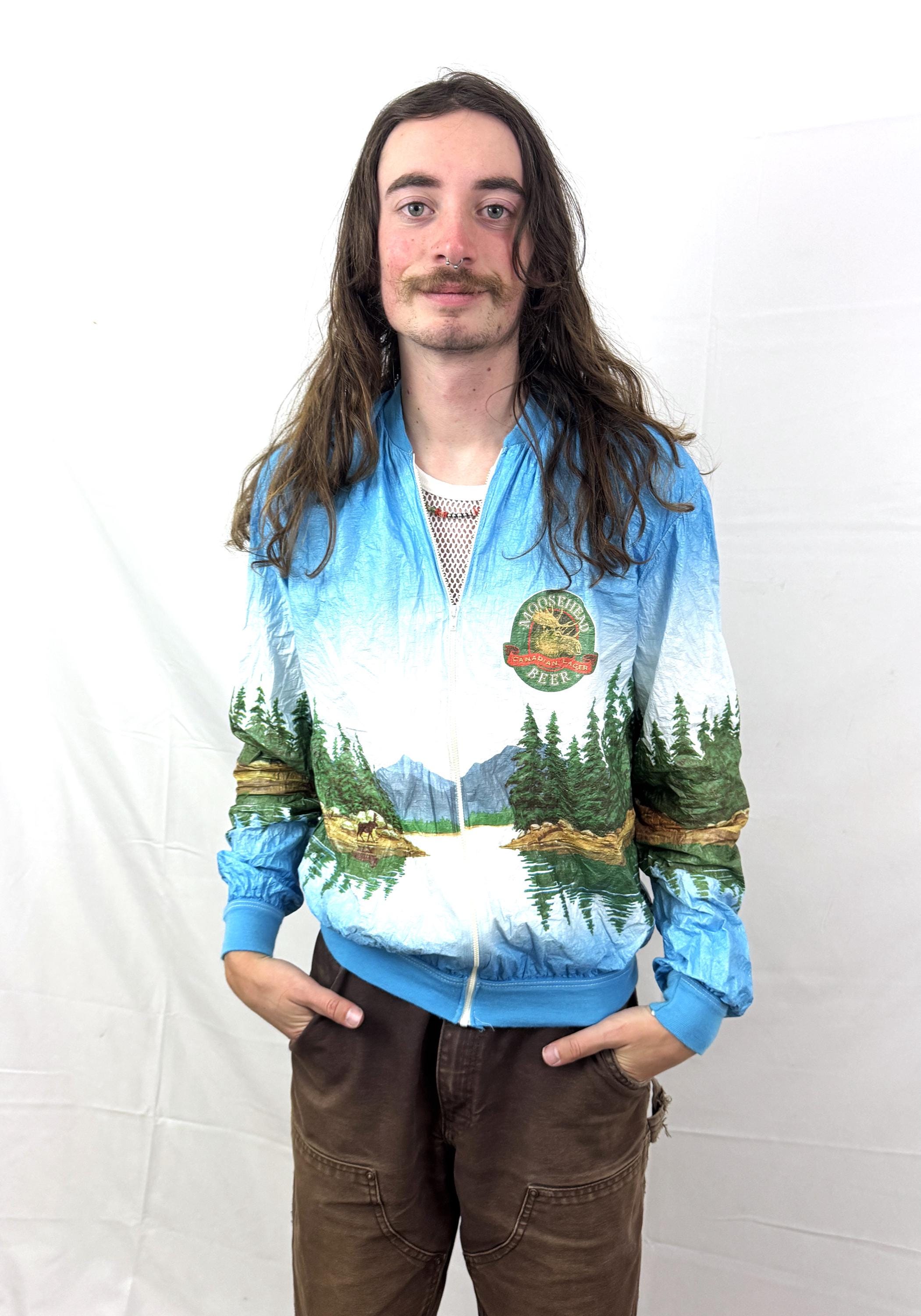 Vintage 1980s 80s Moosehead Canadian Lager Beer Tyvek Jacket
