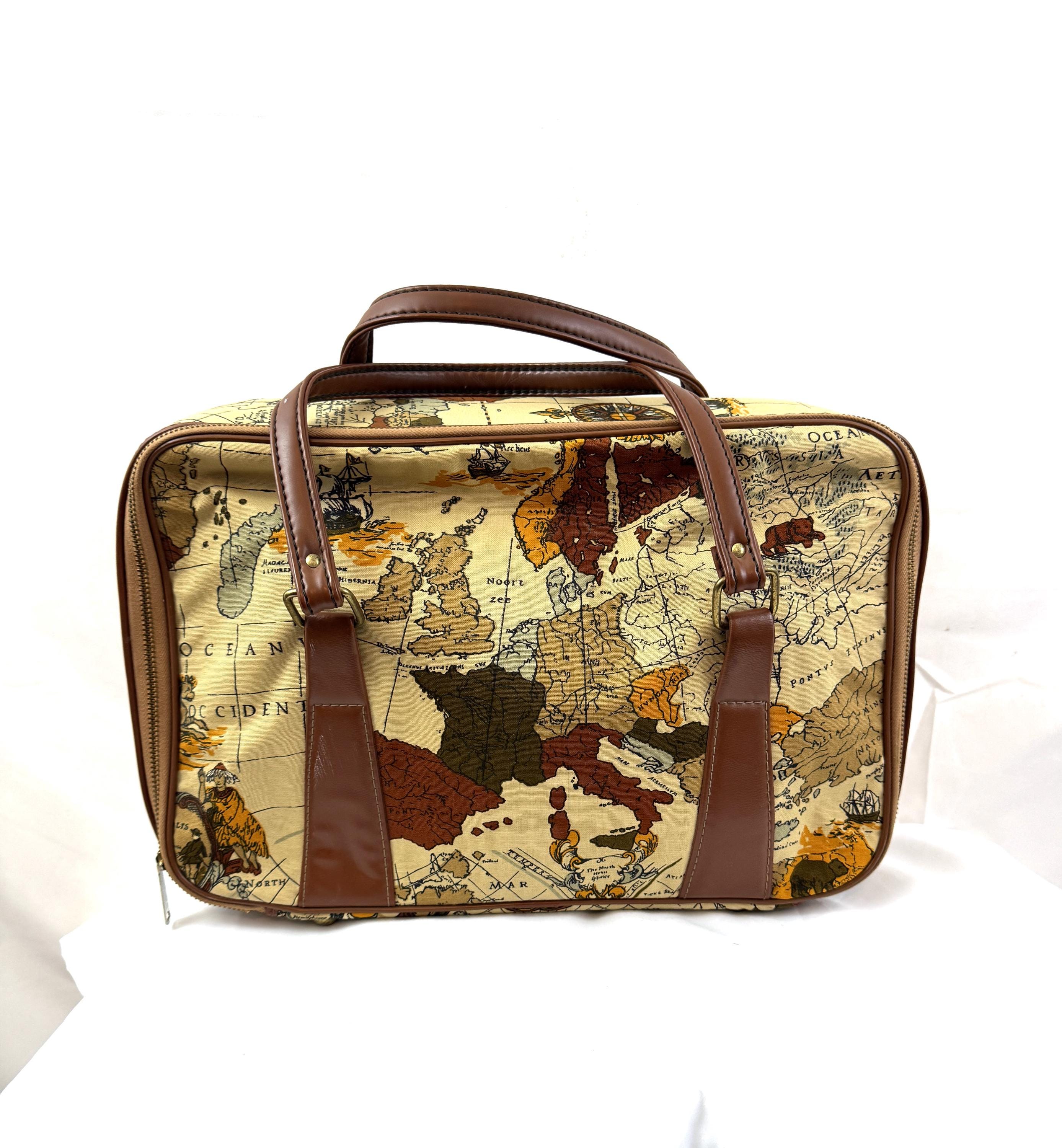 Vintage 70s 1970s World Map Tote Bag Suitcase Case Luggage - Etsy