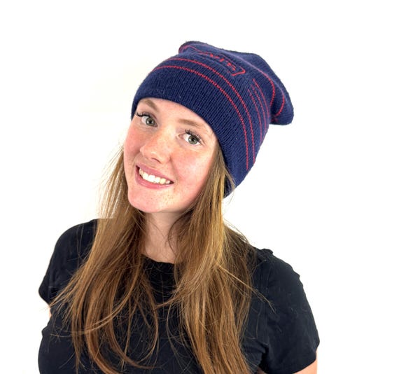 Vintage 80s Levis Striped Ski Cap Beanie Winter Hat
