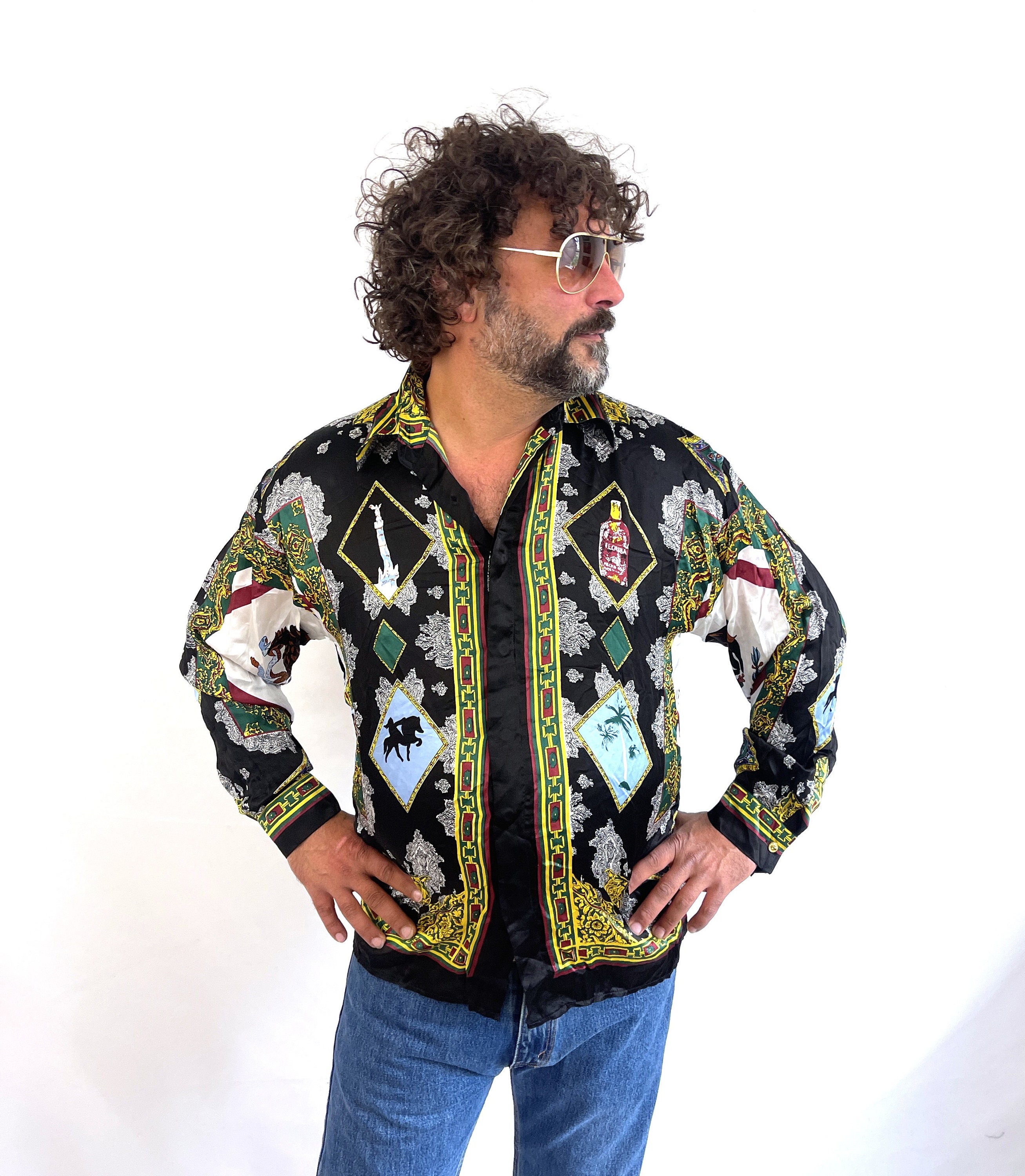 RARE Vintage 90s Silk Mexican Mexico Tequila Eagle Snake