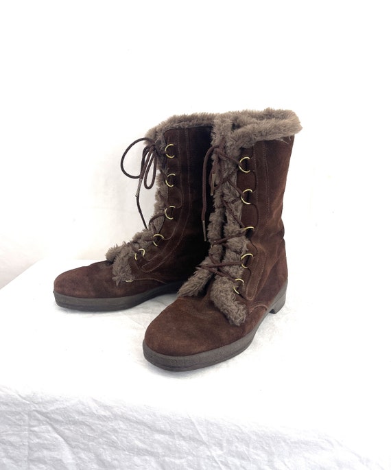 Vintage 70s 1970s Ski Lounger Leather Lace Up Boot