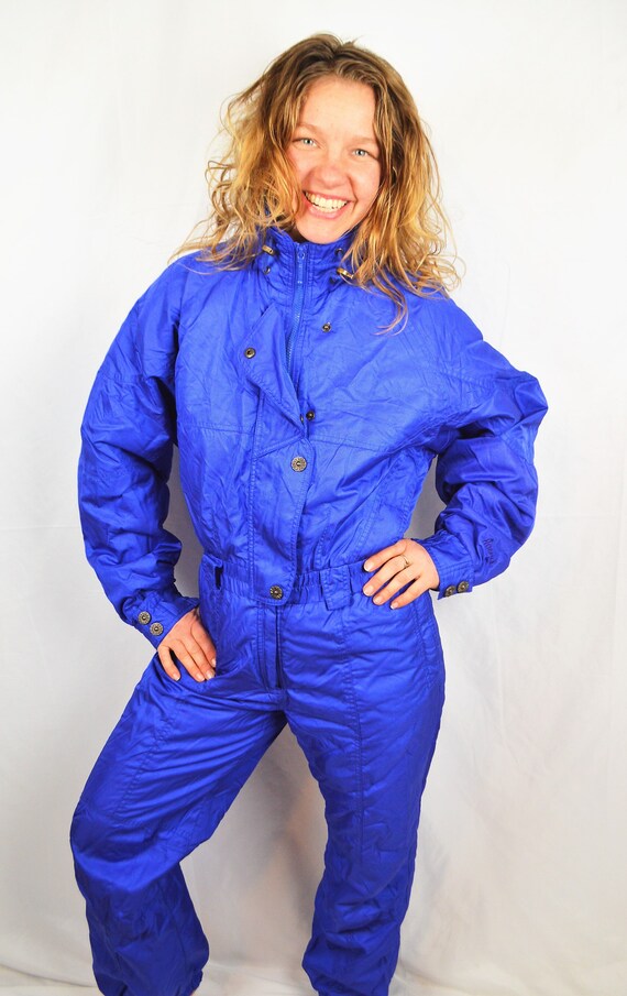 Vintage 80s Purple Women's Puffy Onesie Winter Ski