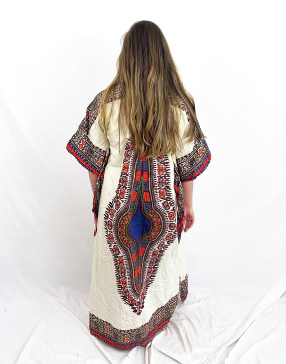 Vintage 1970s 70s Ethnic Boho Batik Dashiki Cafta… - image 6