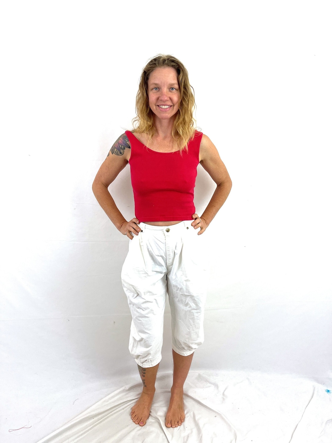 Vintage 80s 1980s Rose Hips Esprit White Balloon Leg Pants Capris Etsy