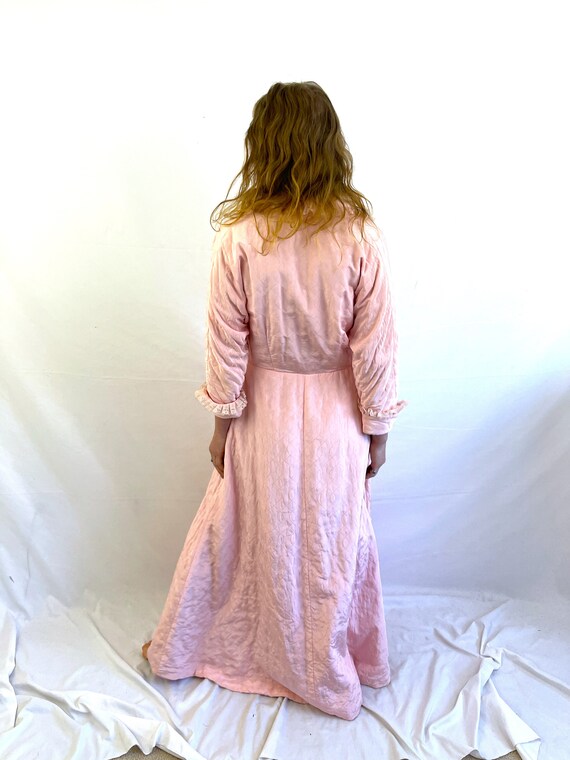 Vintage 1950s 60s Pink Quilted Dressing Gown Dres… - image 7