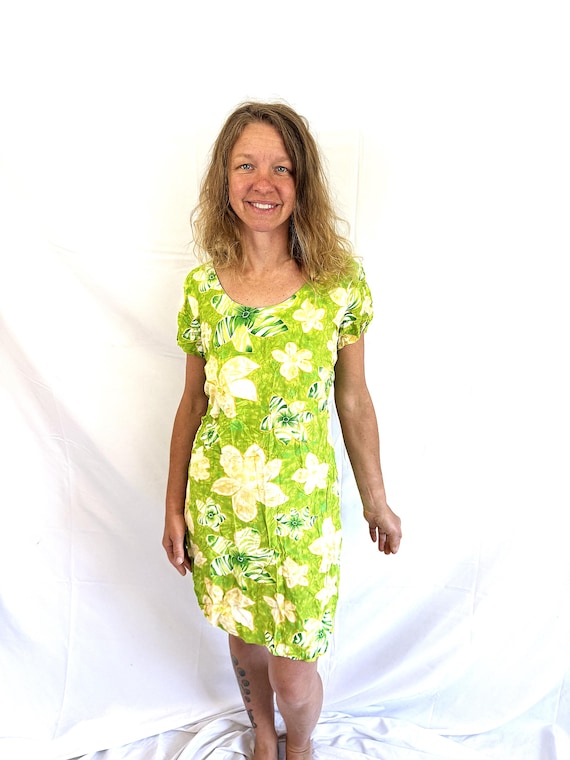 Vintage 90s Jam's World Rainbow Tropical Rayon Mini Dress - Hula Moon