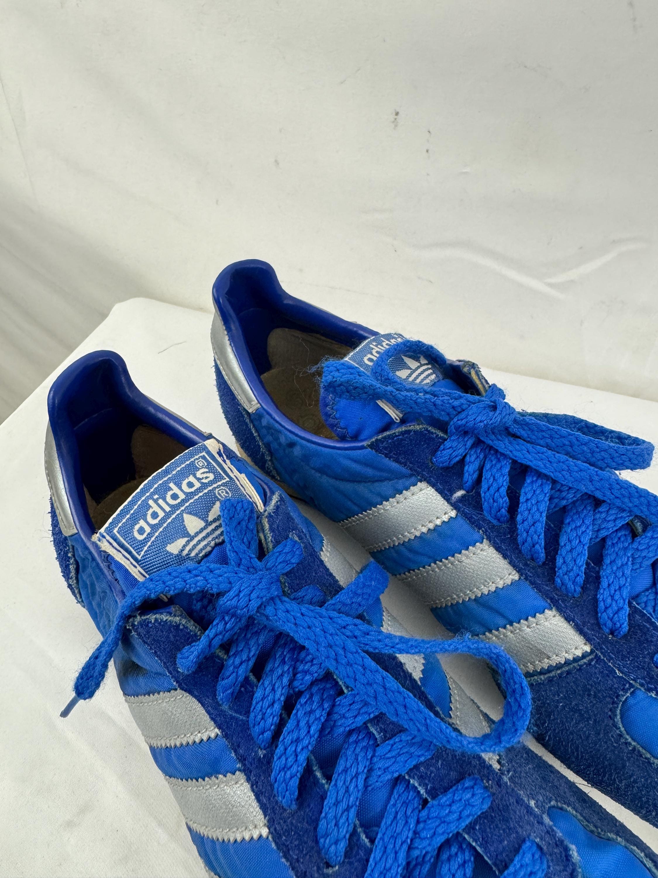 Vintage 1970s 70s 80s Adidas Blue Striped Track Sneakers Shoes