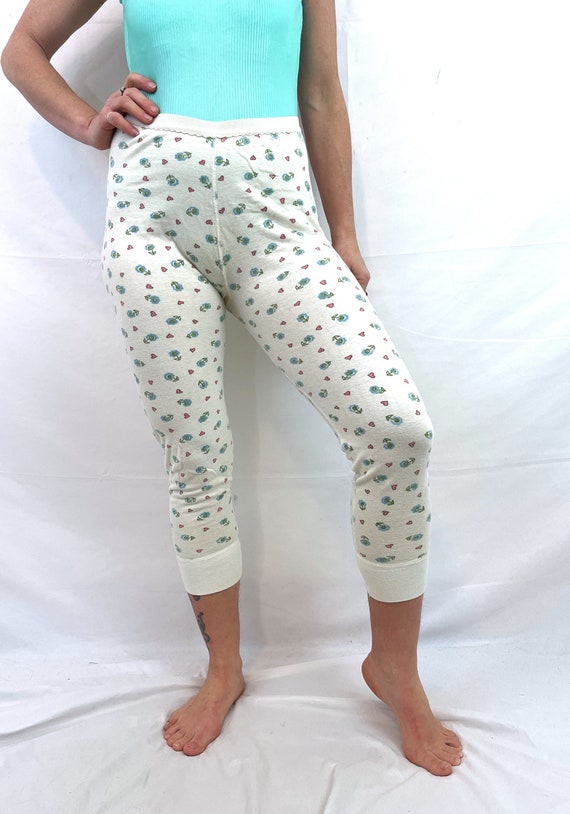 Vintage Floral Duofold Thermals Pants Leggings Lon