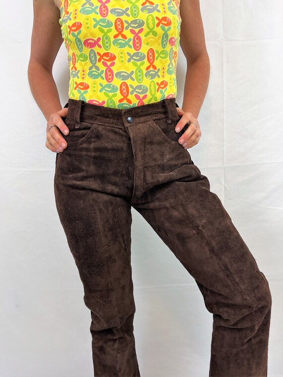 RARE 1970s 70s Vintage Leather Suede Pants - image 3