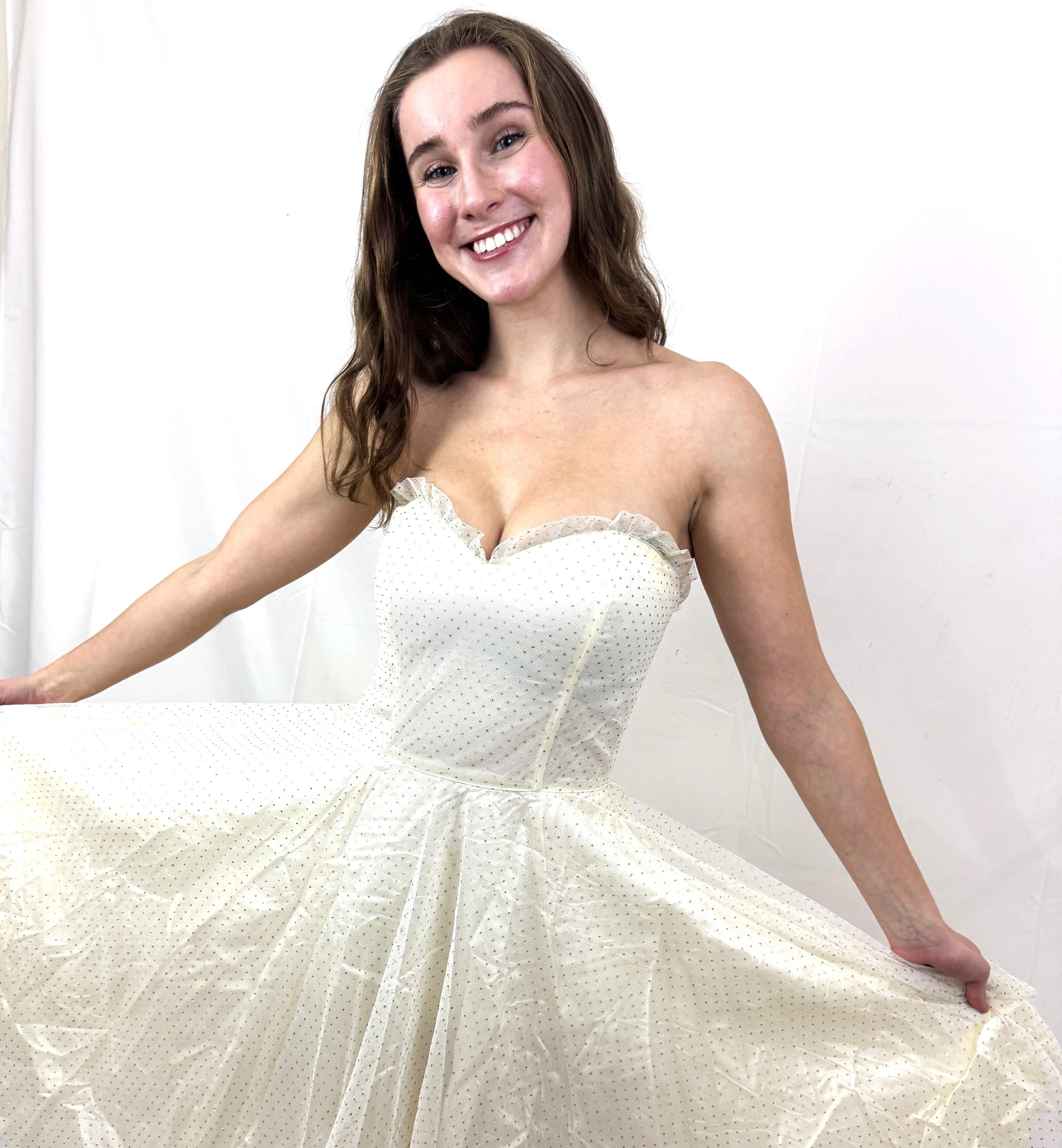 Vintage Jessica Mcclintock Gunne Sax Tulle Strapless Glitter