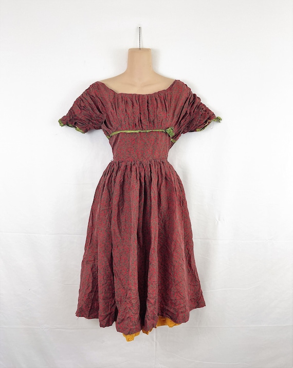 Vintage 1950s Floral Silk 50s Flower Dress - Vien… - image 1
