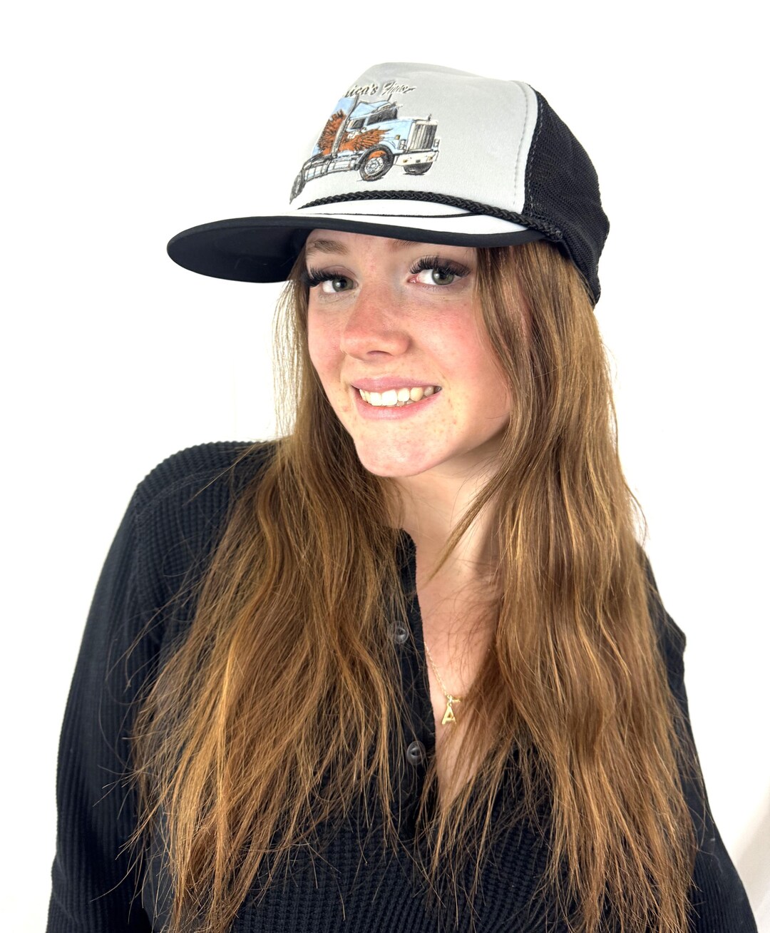Awesome 1980s 80s Snapback Trucker Hat - Eagle 18-wheeler - America's ...
