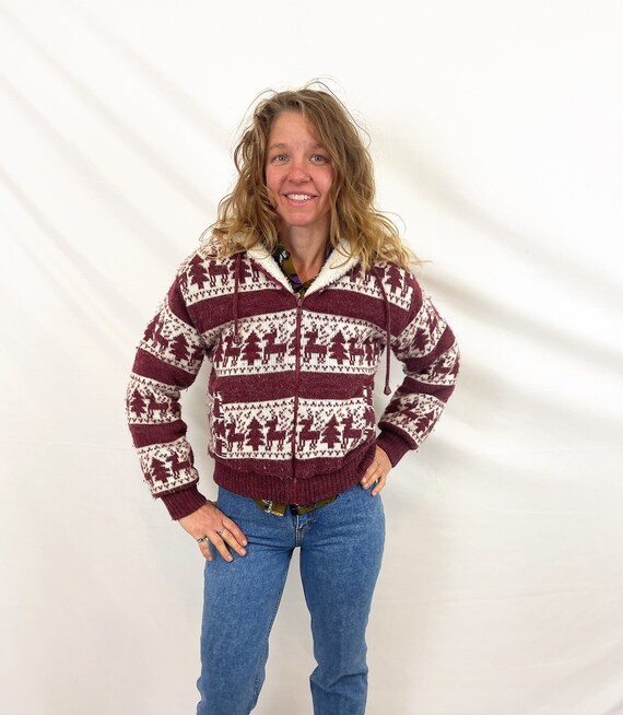 Vintage 1980s 80s Knit Reindeer Winter Sweater Ja… - image 2