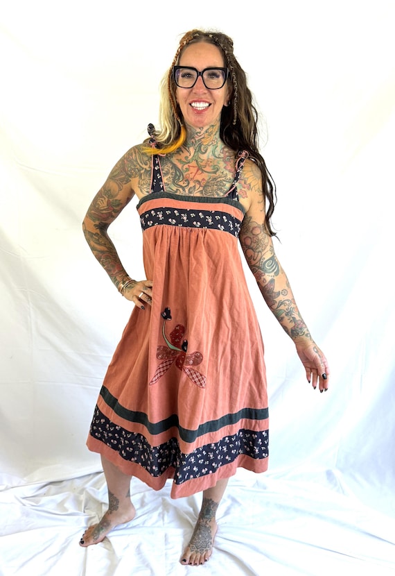 Vintage 1970s 70s Hippie Patchwork Flower Floral … - image 1