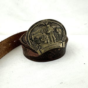 Ceinture Vintage Boucle Aigle En Cuir Noir - Pour Homme, Occasion, Style Western/militaire