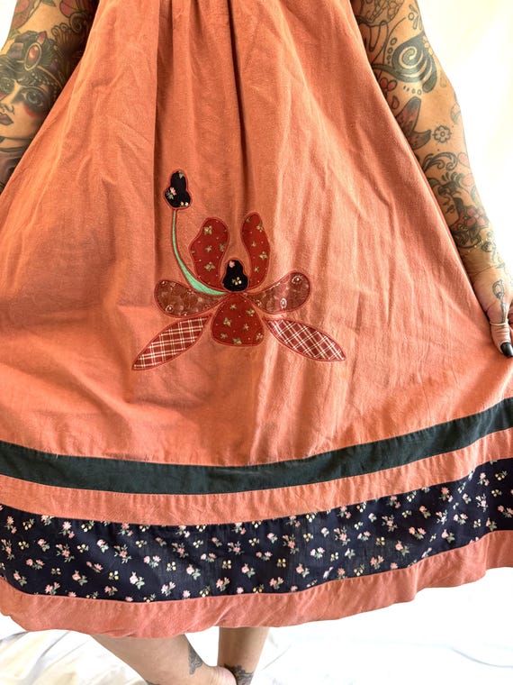 Vintage 1970s 70s Hippie Patchwork Flower Floral … - image 4